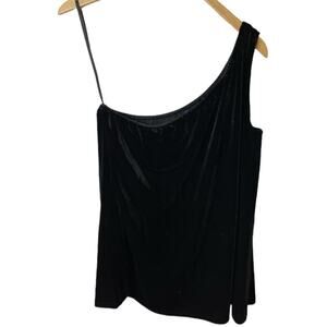 French Connection One Shoulder Velvet Black Top Women's Size M NWT